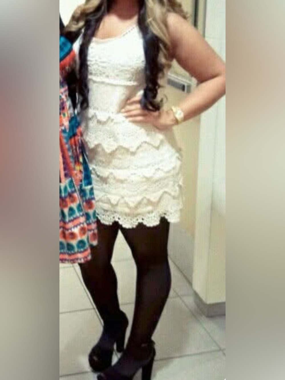 Cream Crochet Lace Tank Tunic Summer Dress